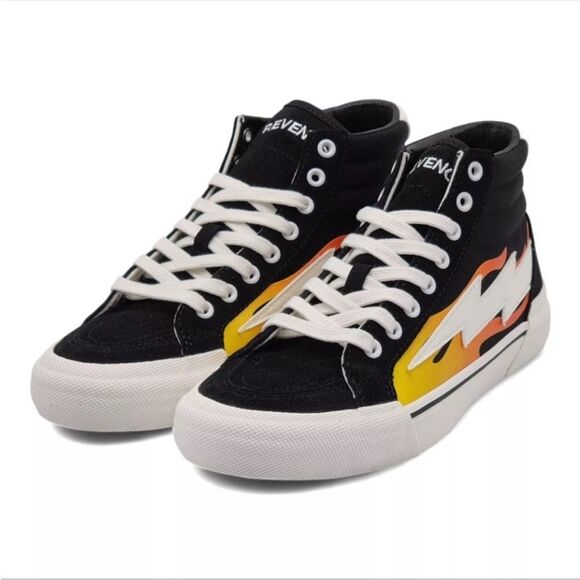 Revenge x Storm High Top Black Flame Sneakers - Picture 1 of 11